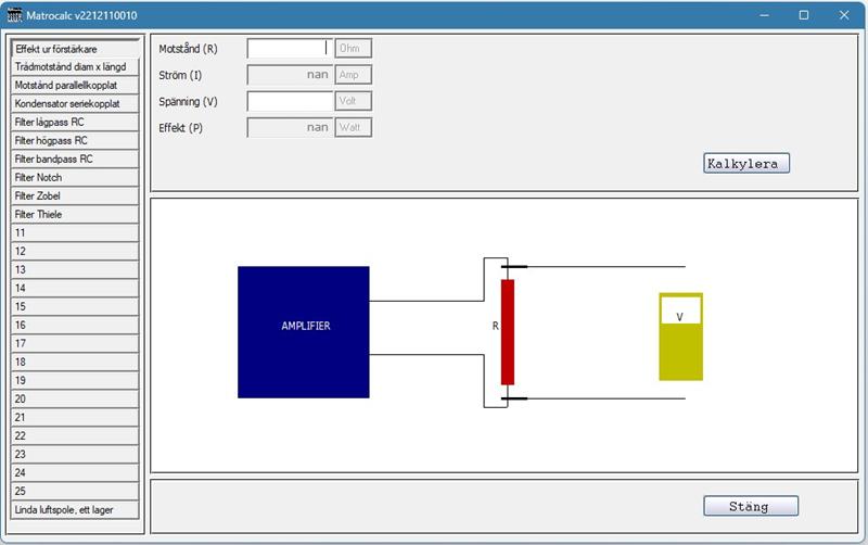 Matrocalc – En räknare för HIFI-relaterat